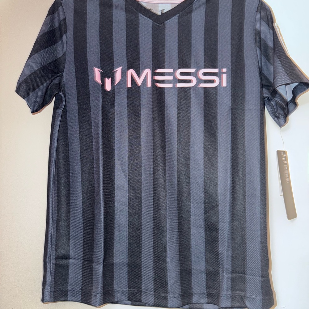 MESSI Kids Striped Black Jersey